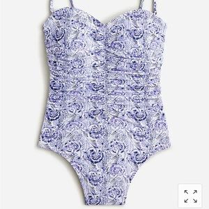 NWOT Ruched sweetheart one-piece in dandelion swirl